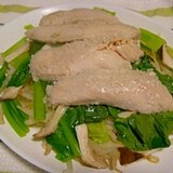 塩麹の鶏ささみと野菜の蒸しもの